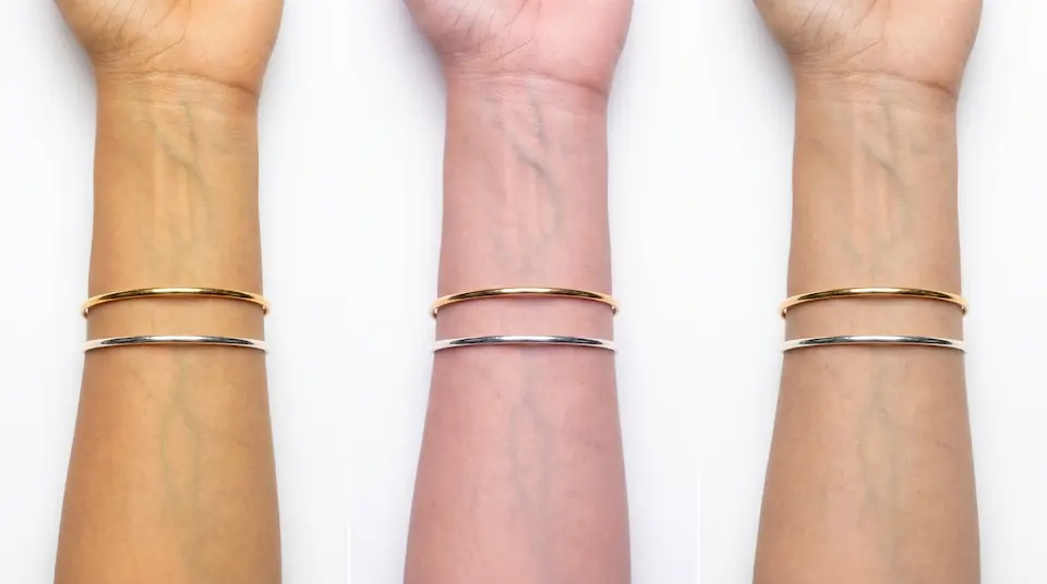 Comparison of warm, cool, and neutral skin undertones on Indian skin with gold and silver jewelry test